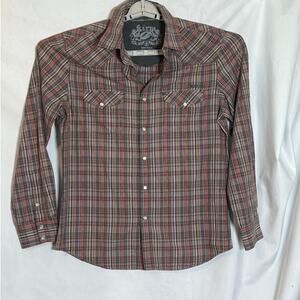 Kirra Western Pearl Snap Plaid Shirt Mens Long Sleeve 100% Cotton Size s